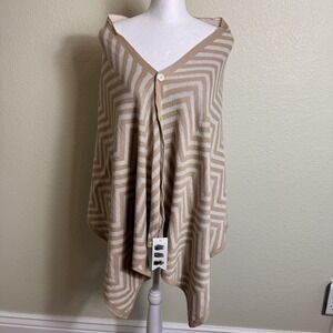 Cruise Club CardiShawl /Sweater Tan‎ Stripe Sparkly NWT Wear 3 Different Styles